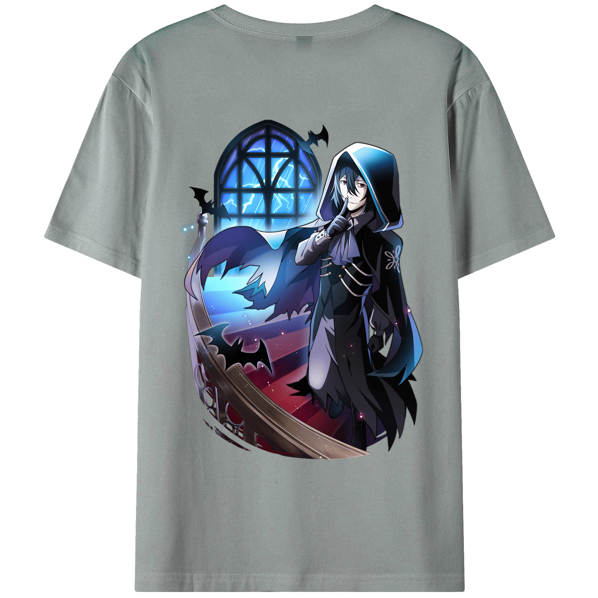 （画像用） 文豪ストレイドッグス Bungo Stray Dogs 綿100％ メンズ半袖Tシャツ（バックプリント） 通気性